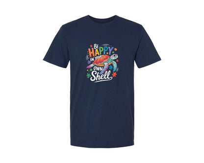 brand:Generic|color:Navy|Be Happy In Your Own Shell Autism Avg Graphic T-Shirt