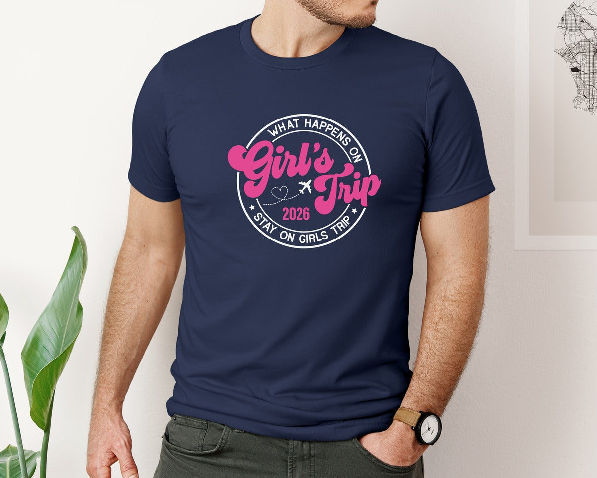 brand:Bella Canvas|color:Navy|Girls Trip 2026 Friend Vacation 3 Graphic T-Shirt