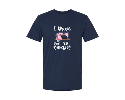 brand:Generic|color:Navy|I Drive Fast Barefoot Quilting Graphic T-Shirt