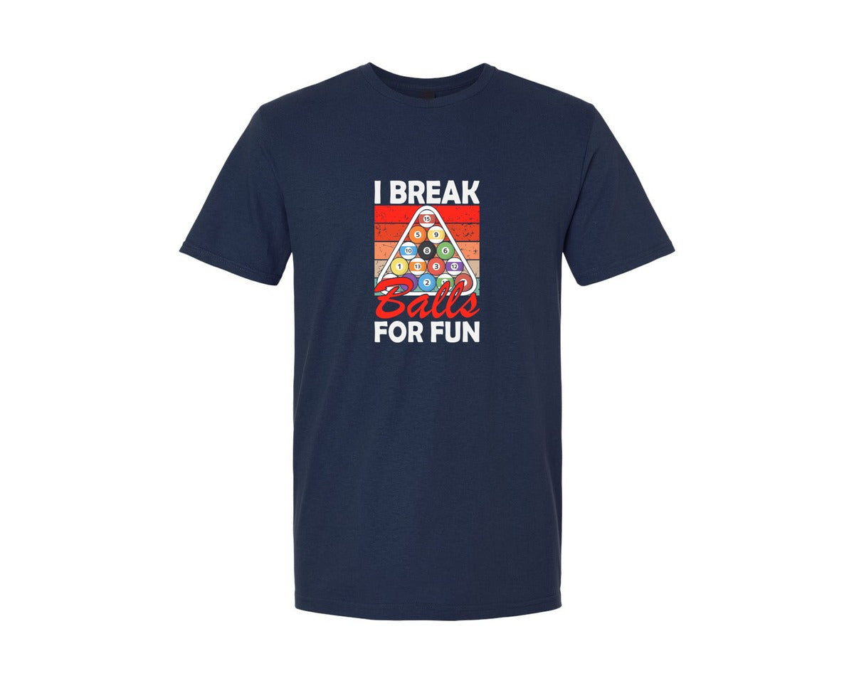 brand:Generic|color:Navy|I Break Balls For Fun Billiards Graphic T-Shirt