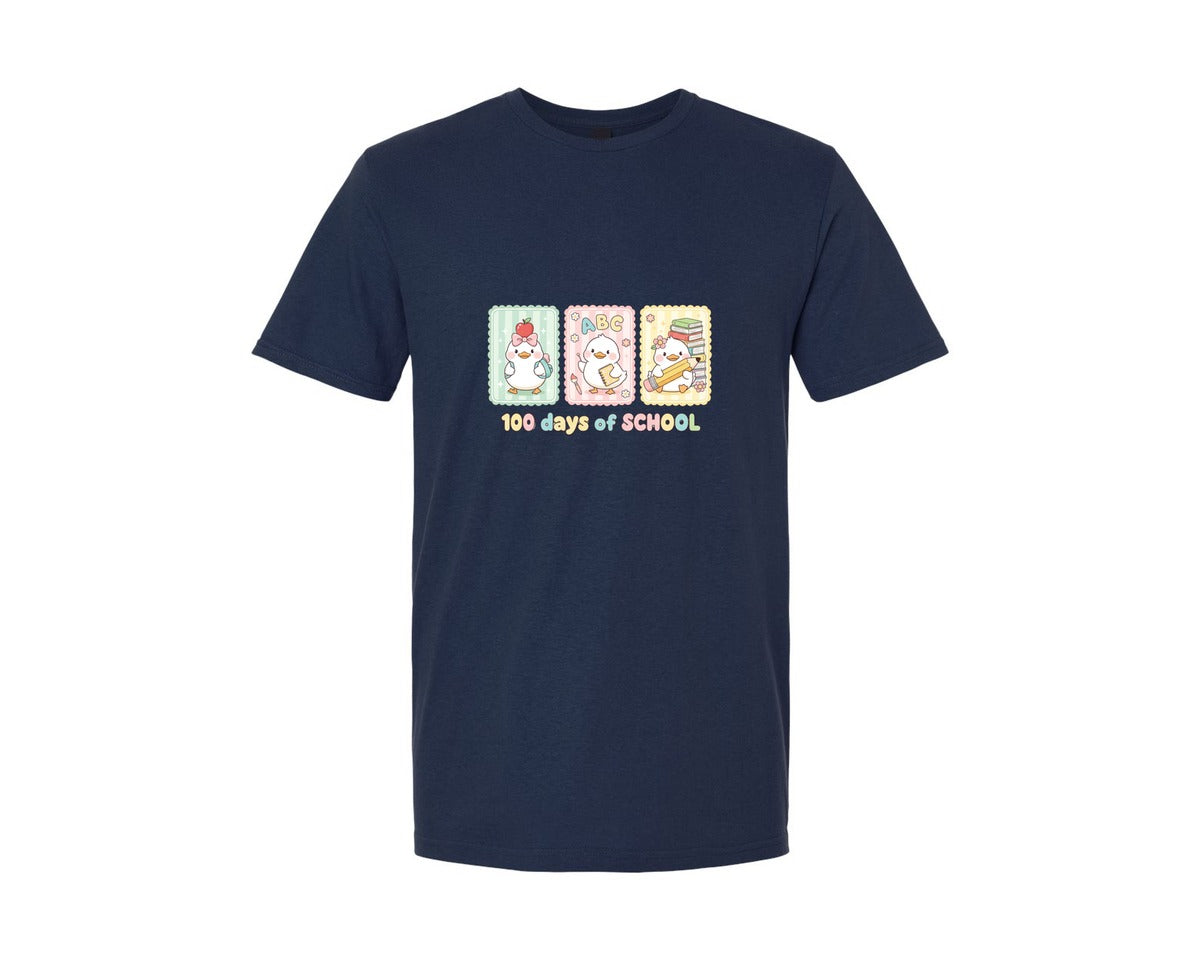 brand:Generic|color:Navy|Goose Happy 100 Days Of School Graphic T-Shirt