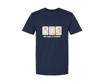 brand:Generic|color:Navy|Goose Happy 100 Days Of School Graphic T-Shirt