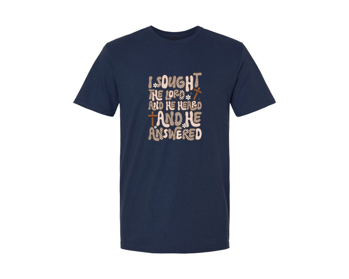 brand:Generic|color:Navy|I Sought The Lord And He Heard Christia Graphic T-Shirt