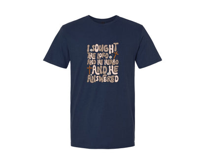 brand:Generic|color:Navy|I Sought The Lord And He Heard Christia Graphic T-Shirt