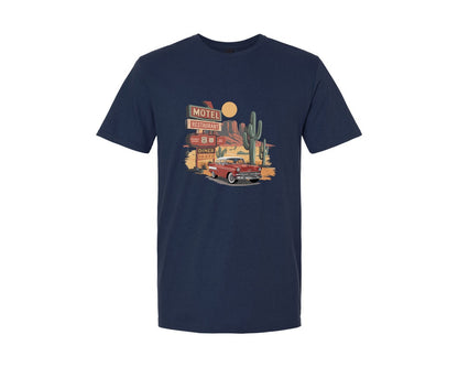 brand:Generic|color:Navy|Desert Road Trip Vintage Motel Class 2 Graphic T-Shirt