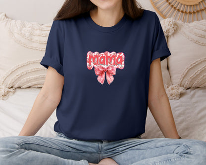 brand:Bella Canvas|color:Navy|Coquette Mama Strawberry Graphic T-Shirt