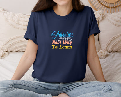 brand:Bella Canvas|color:Navy|Adventure Are The Best Way To Learn 3 Graphic T-Shirt