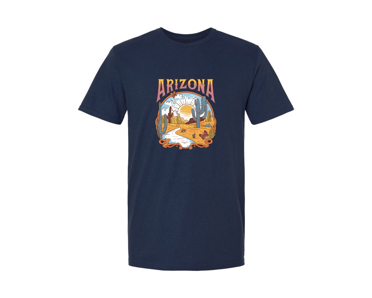 brand:Generic|color:Navy|Arizona Desert Sunset Design Graphic T-Shirt