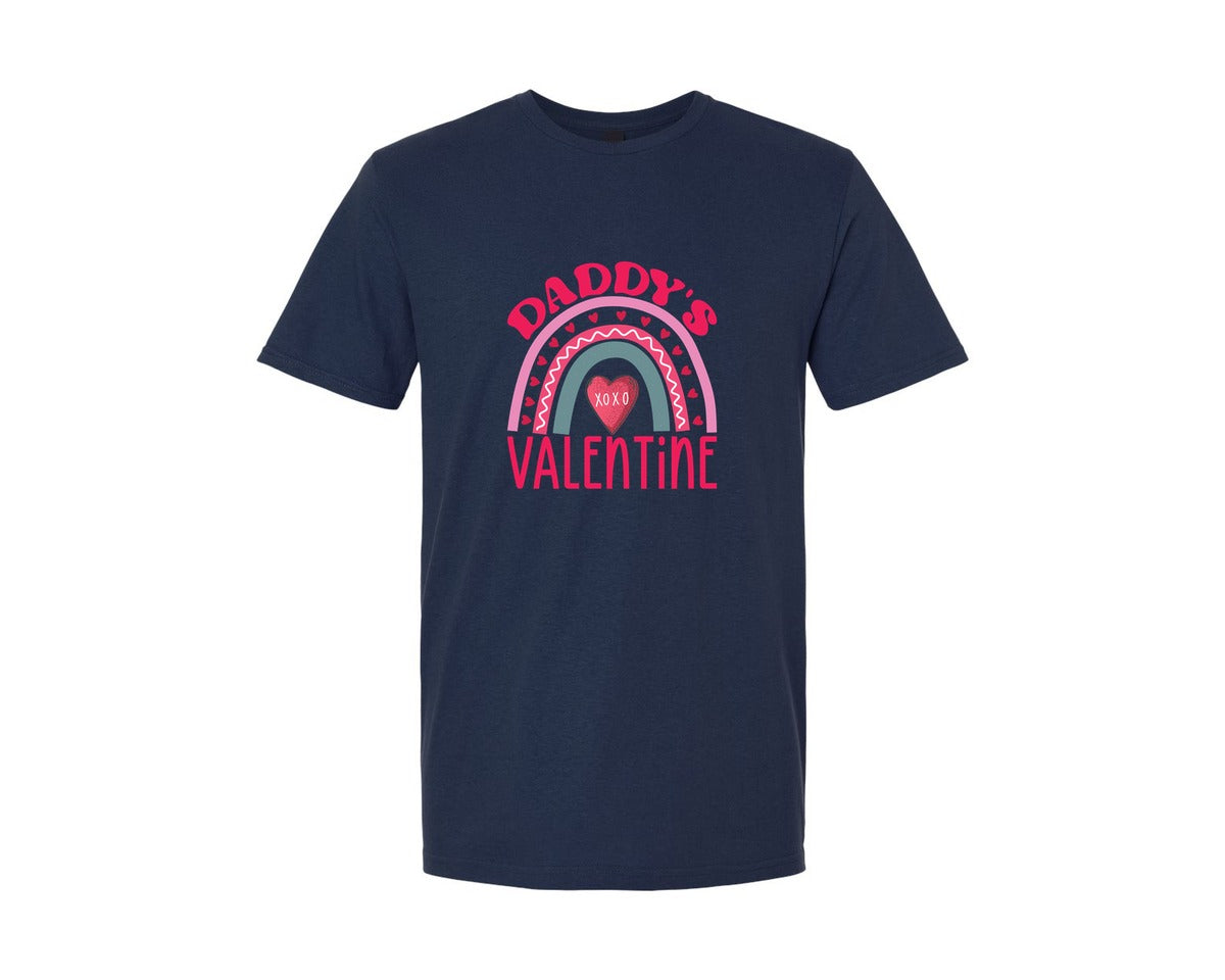 brand:Generic|color:Navy|Daddys Valentines Day Rainbow T Shirt Graphic T-Shirt
