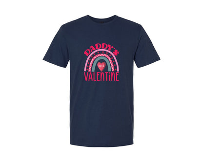 brand:Generic|color:Navy|Daddys Valentines Day Rainbow T Shirt Graphic T-Shirt