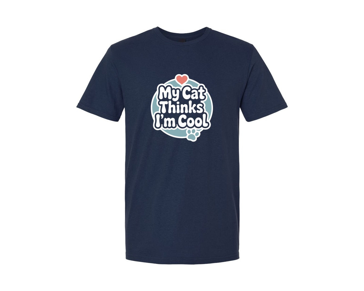 brand:Generic|color:Navy|My Cat Thinks Im Cool Typography Shirt Graphic T-Shirt