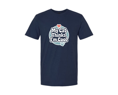 brand:Generic|color:Navy|My Cat Thinks Im Cool Typography Shirt Graphic T-Shirt