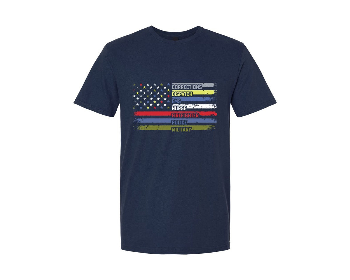 brand:Generic|color:Navy|Retro Military Corrections Dispatch Ems Graphic T-Shirt