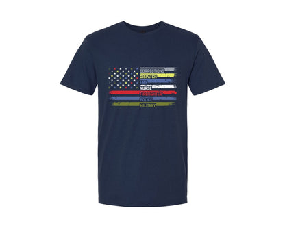 brand:Generic|color:Navy|Retro Military Corrections Dispatch Ems Graphic T-Shirt