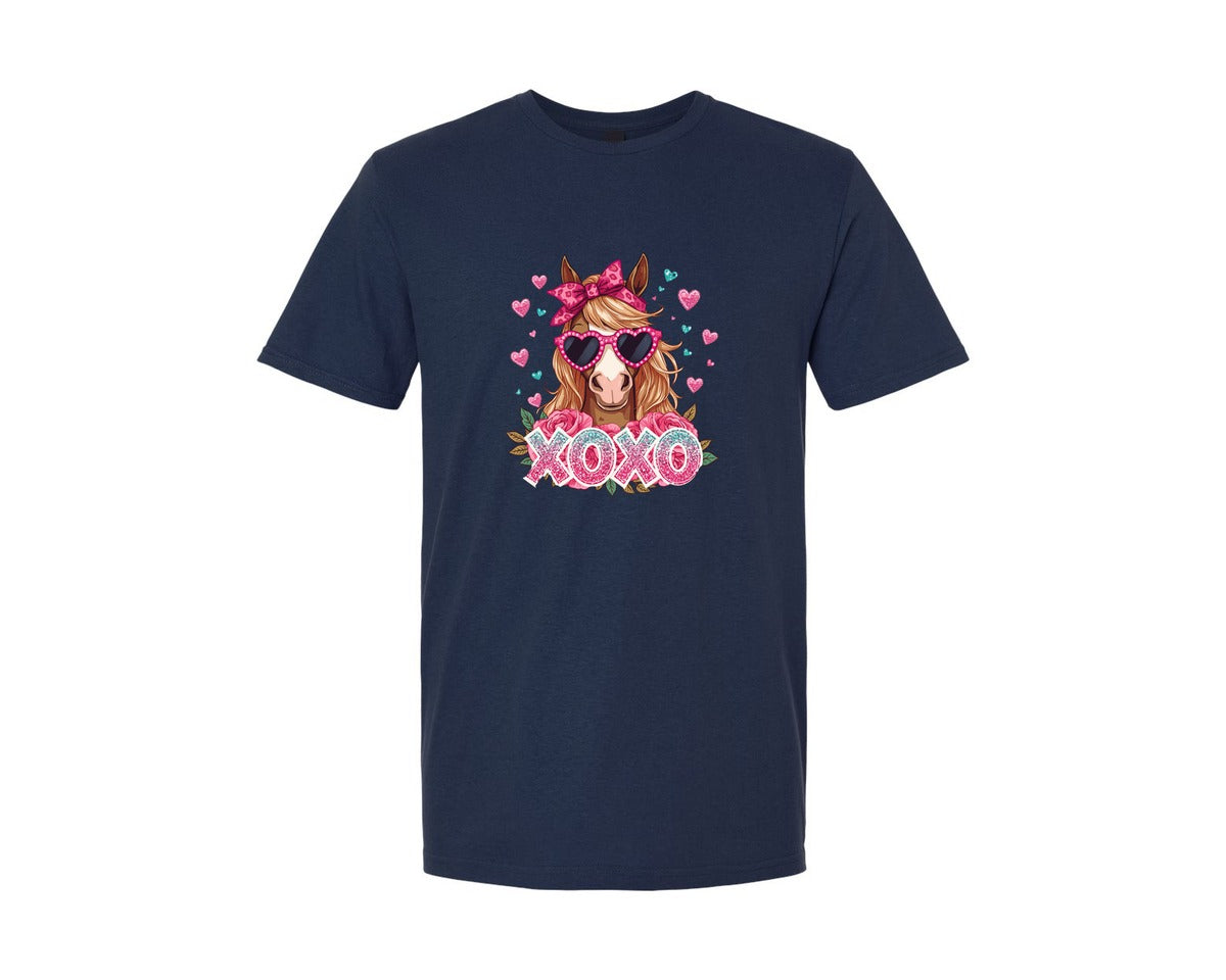 brand:Generic|color:Navy|Horse Xoxo Valentine 2 Graphic T-Shirt
