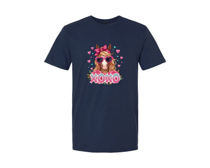 brand:Generic|color:Navy|Horse Xoxo Valentine 2 Graphic T-Shirt