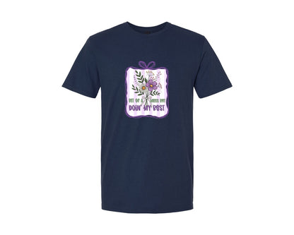 brand:Generic|color:Navy|Preppy Floral Mental Health Anxiety Graphic T-Shirt