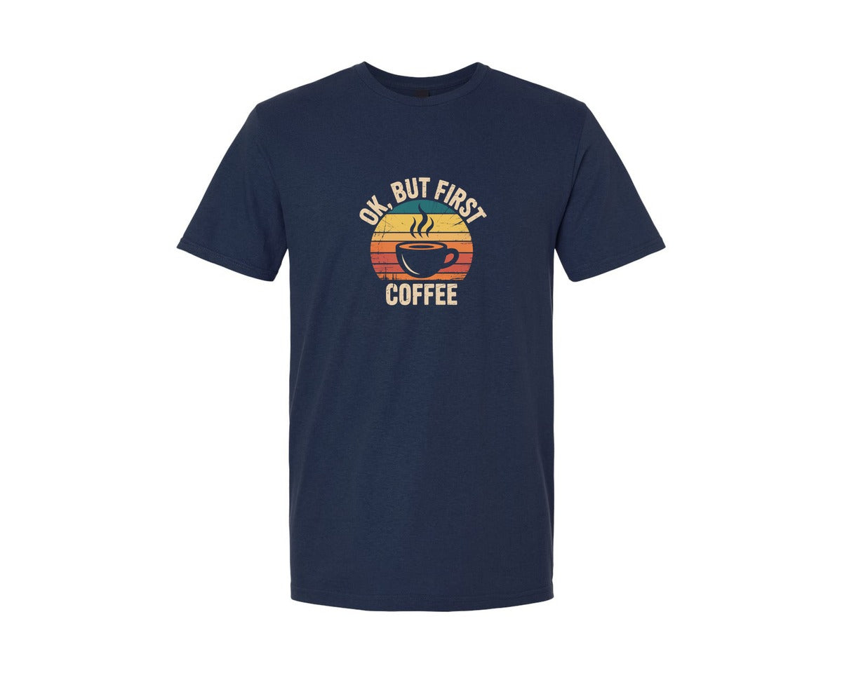 brand:Generic|color:Navy|Ok But First Coffee Retro Vintage Graphic T-Shirt