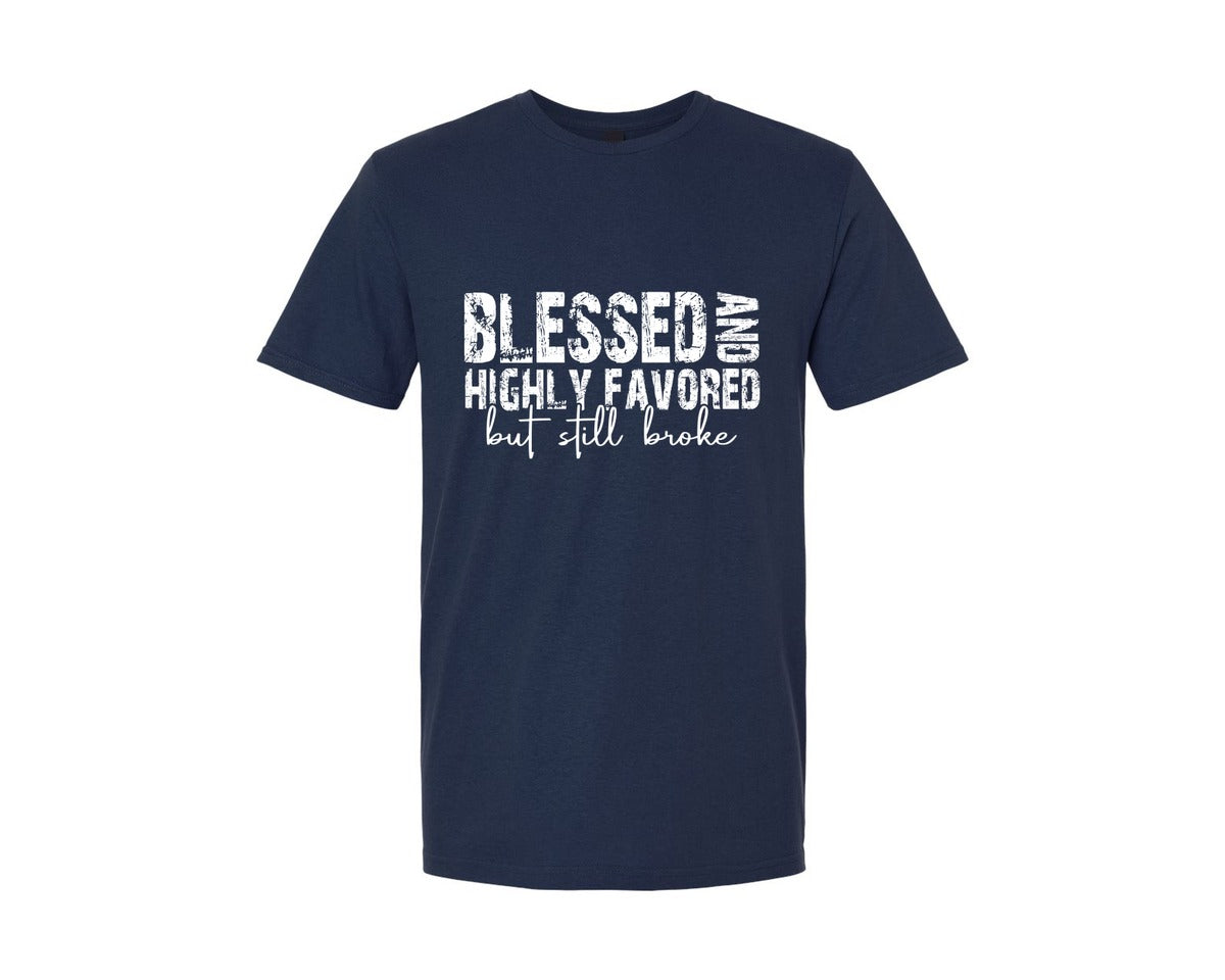 brand:Generic|color:Navy|Blessed Highly Favored Graphic T-Shirt