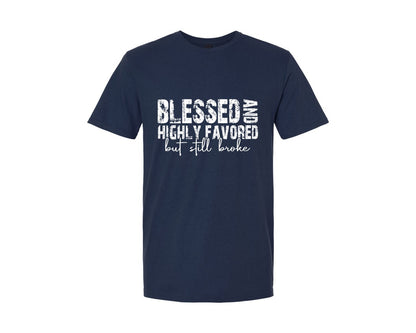 brand:Generic|color:Navy|Blessed Highly Favored Graphic T-Shirt