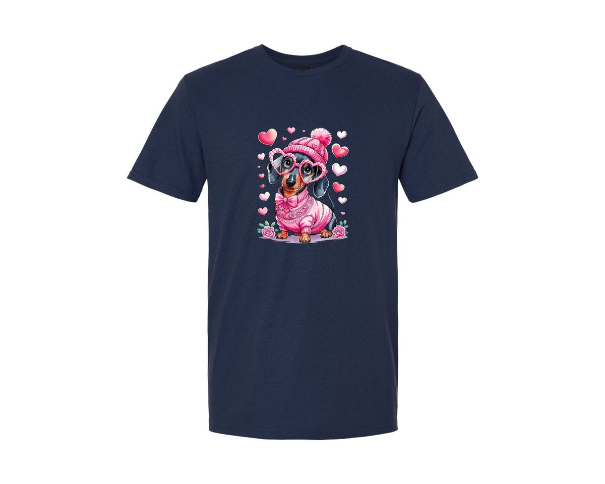 brand:Generic|color:Navy|Cute Dachshund For Valentines Day Love 3 Graphic T-Shirt
