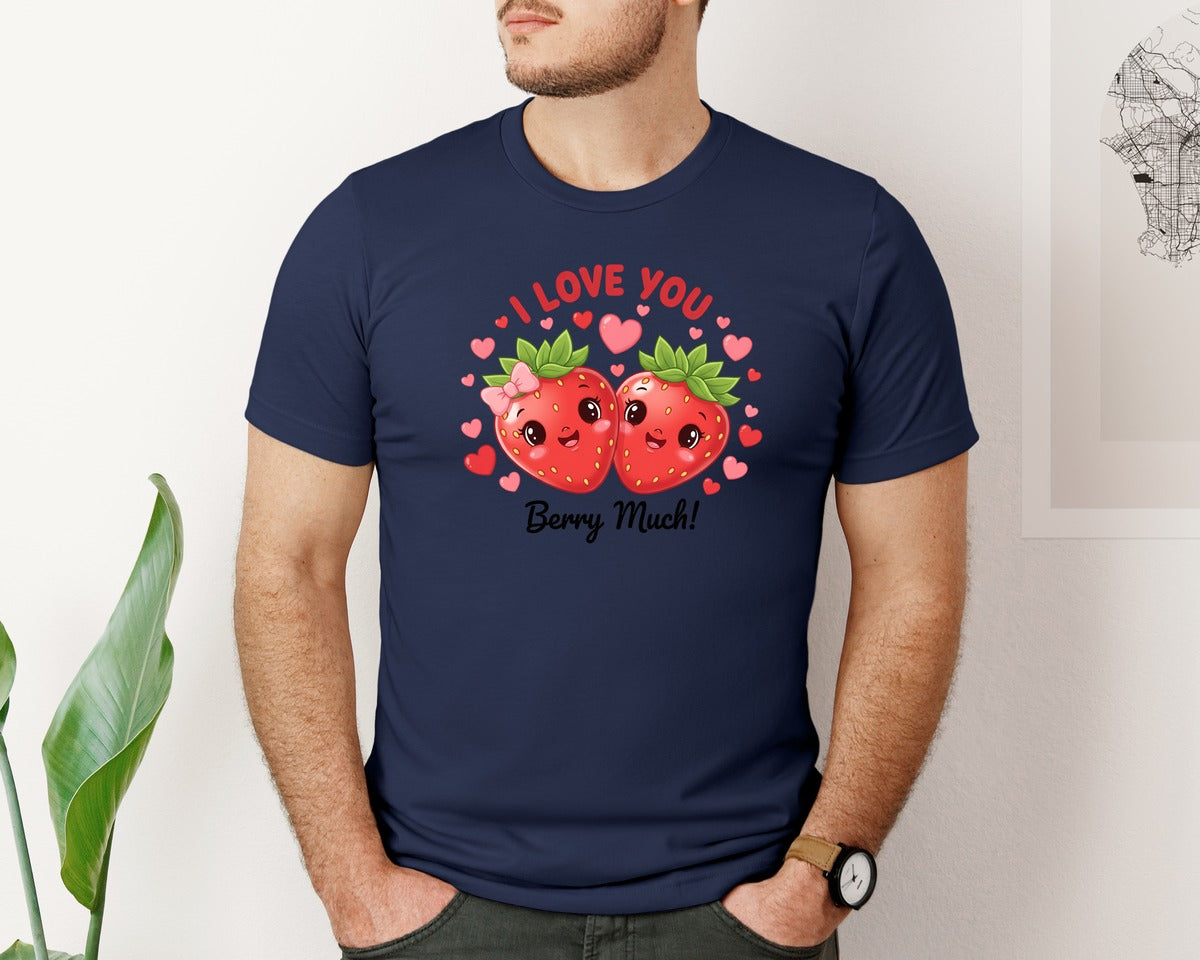brand:Bella Canvas|color:Navy|I Love You Berry Much 2 Graphic T-Shirt