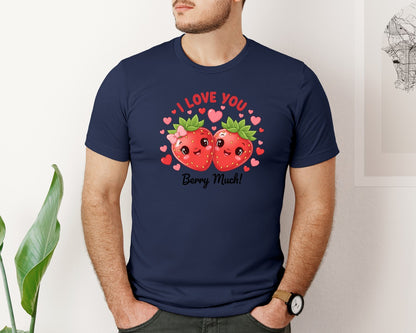 brand:Bella Canvas|color:Navy|I Love You Berry Much 2 Graphic T-Shirt