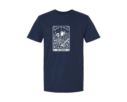 brand:Generic|color:Navy|Read In Peace Skeleton Reader Graphic T-Shirt
