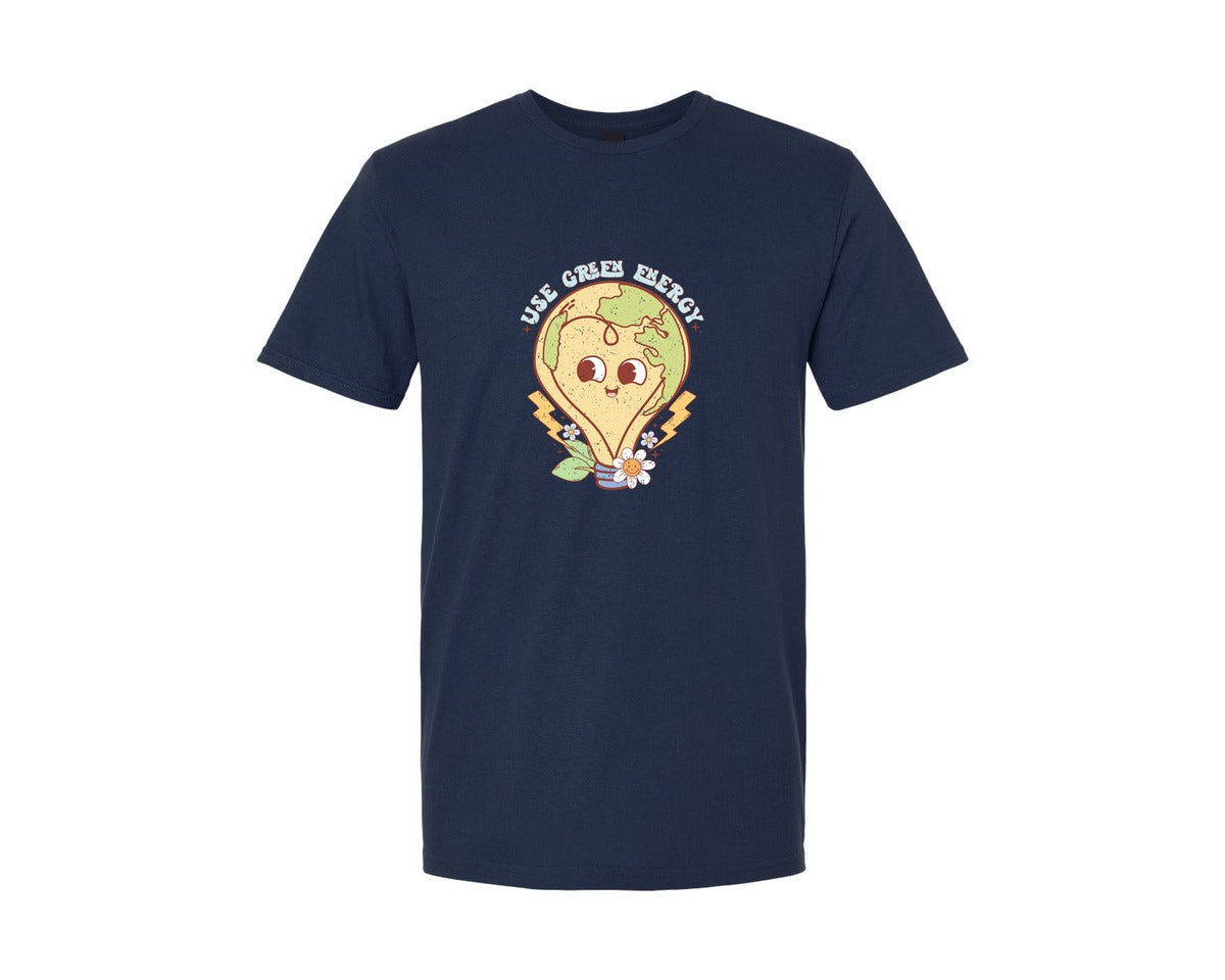 brand:Generic|color:Navy|Earth Day Use Green Energy 2 Graphic T-Shirt