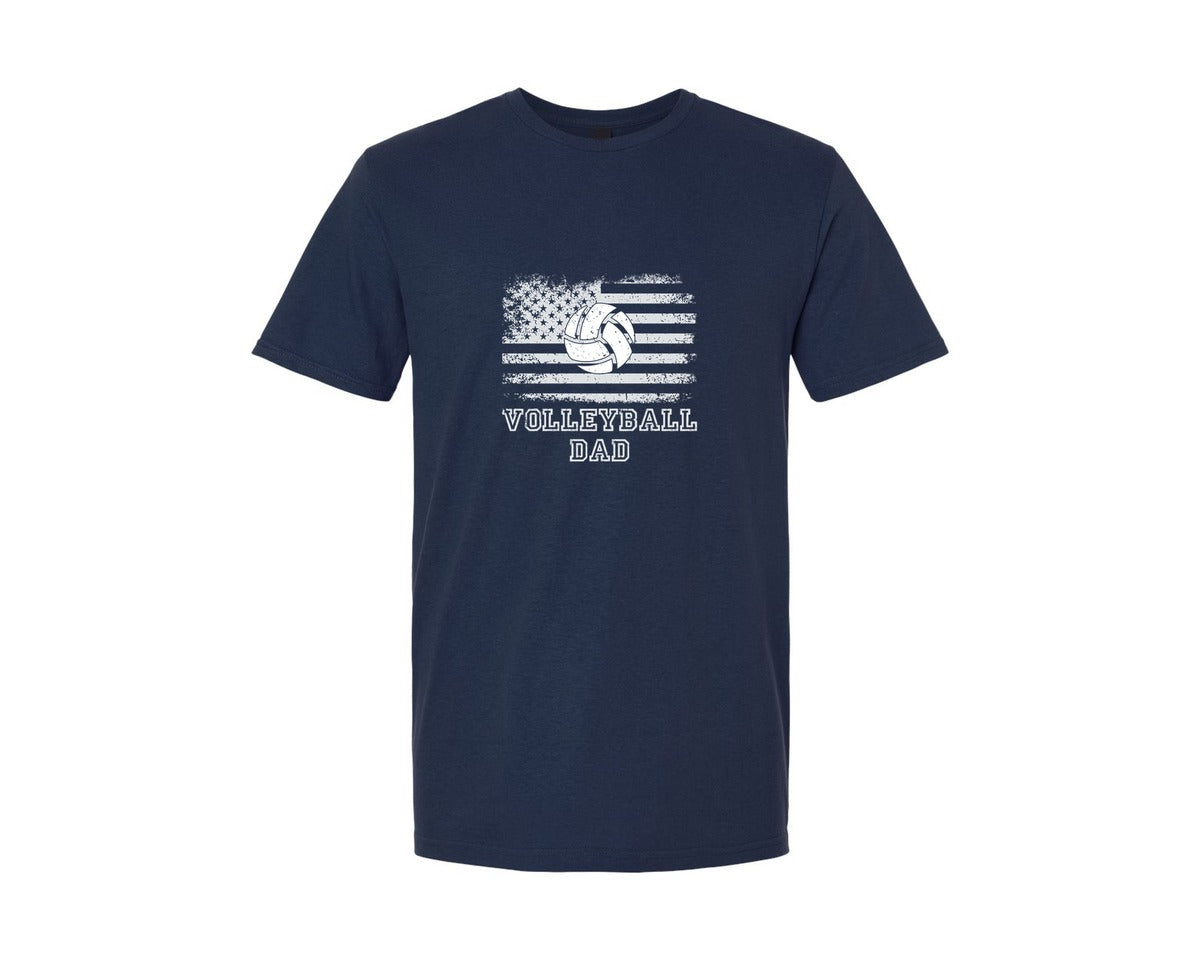 brand:Generic|color:Navy|Vintage Volleyball Dad Usa Flag Retro 2 Graphic T-Shirt