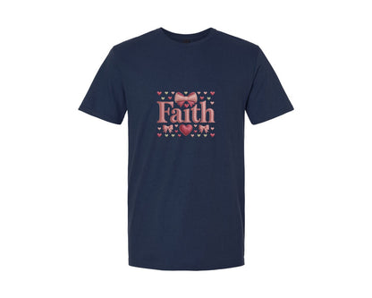 brand:Generic|color:Navy|Valentine Faux Yarn Faith Preppy Graphic T-Shirt