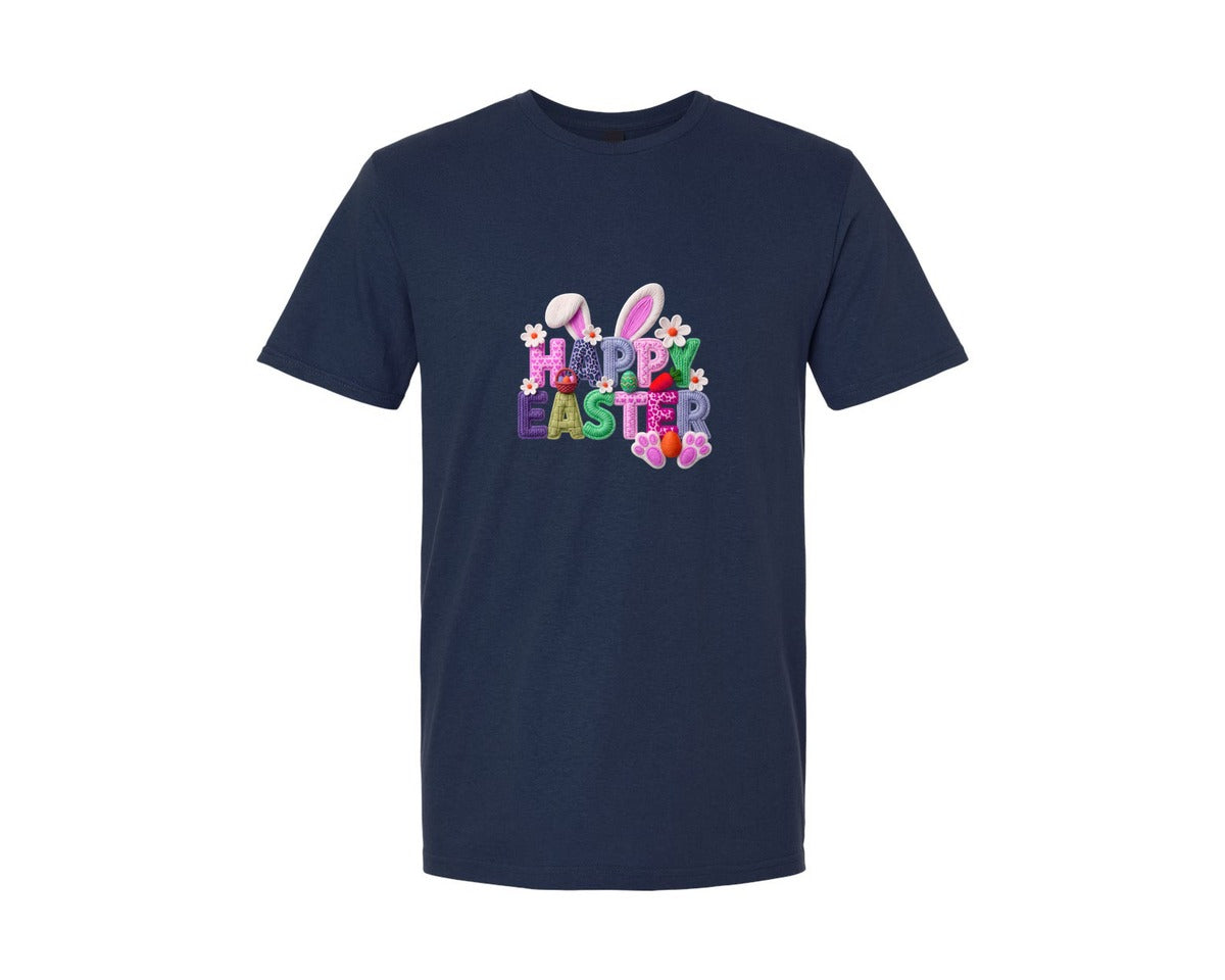 brand:Generic|color:Navy|Latch Yarn Happy Easter 7 Graphic T-Shirt