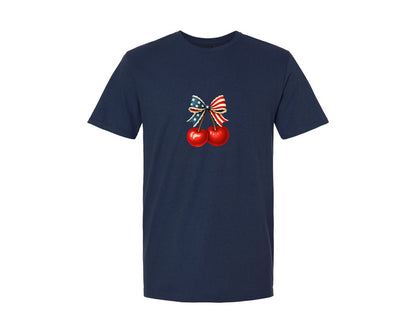 brand:Generic|color:Navy|Coquette Cherry Bow Pngamerica4Th July Graphic T-Shirt