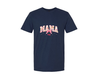 brand:Generic|color:Navy|Cherry Bow Coquette Mama Graphic T-Shirt