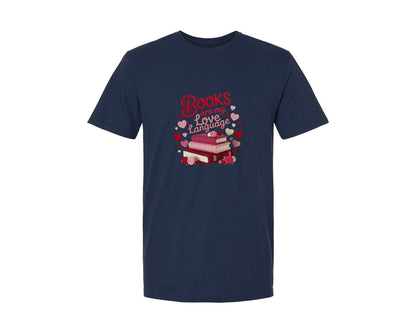 brand:Generic|color:Navy|Yarn Books Love Language Heart Shirt Graphic T-Shirt
