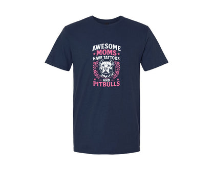 brand:Generic|color:Navy|Awesome Moms Pitbull Terrier T Shirt Graphic T-Shirt