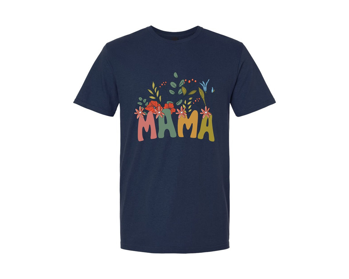 brand:Generic|color:Navy|Mama Shirt Wildflowers Mama Shirt Graphic T-Shirt