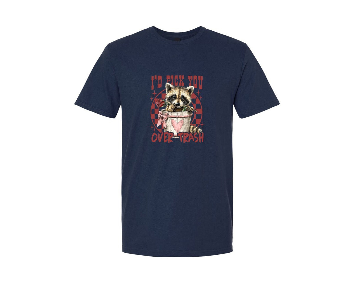 brand:Generic|color:Navy|Funny Valentines Day Raccoon 6 Graphic T-Shirt