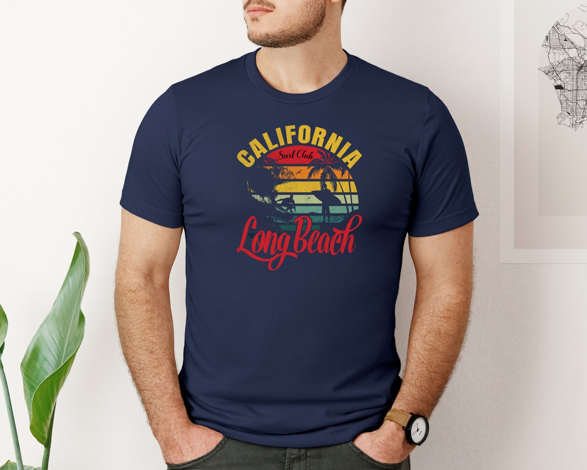brand:Bella Canvas|color:Navy|California Surf Club Long Beach T Shirt Graphic T-Shirt