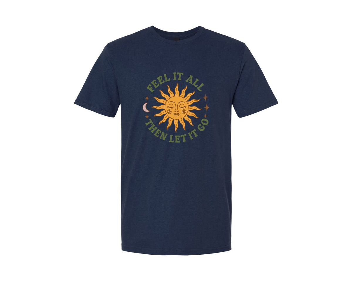 brand:Generic|color:Navy|Boho Celestial Sun Feel It All Graphic T-Shirt