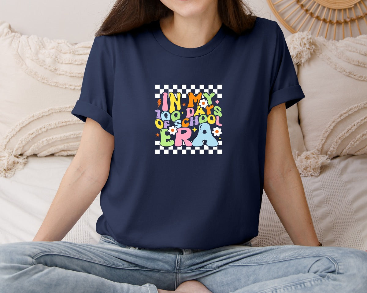 brand:Bella Canvas|color:Navy|In My 100 Days Of School Era Shirt 3 Graphic T-Shirt