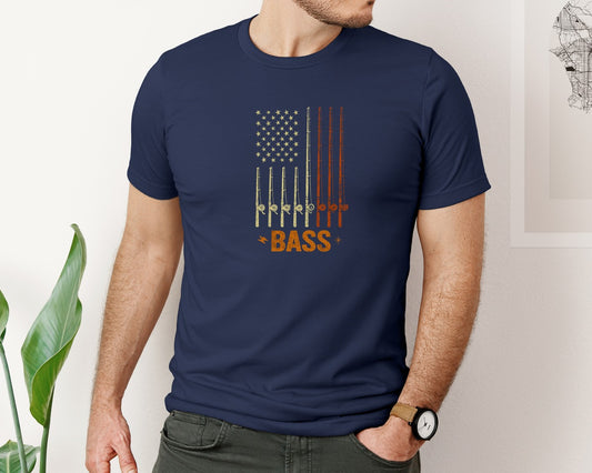 Vintage American Flag Made Of Fishing Ro Graphic T-Shirt