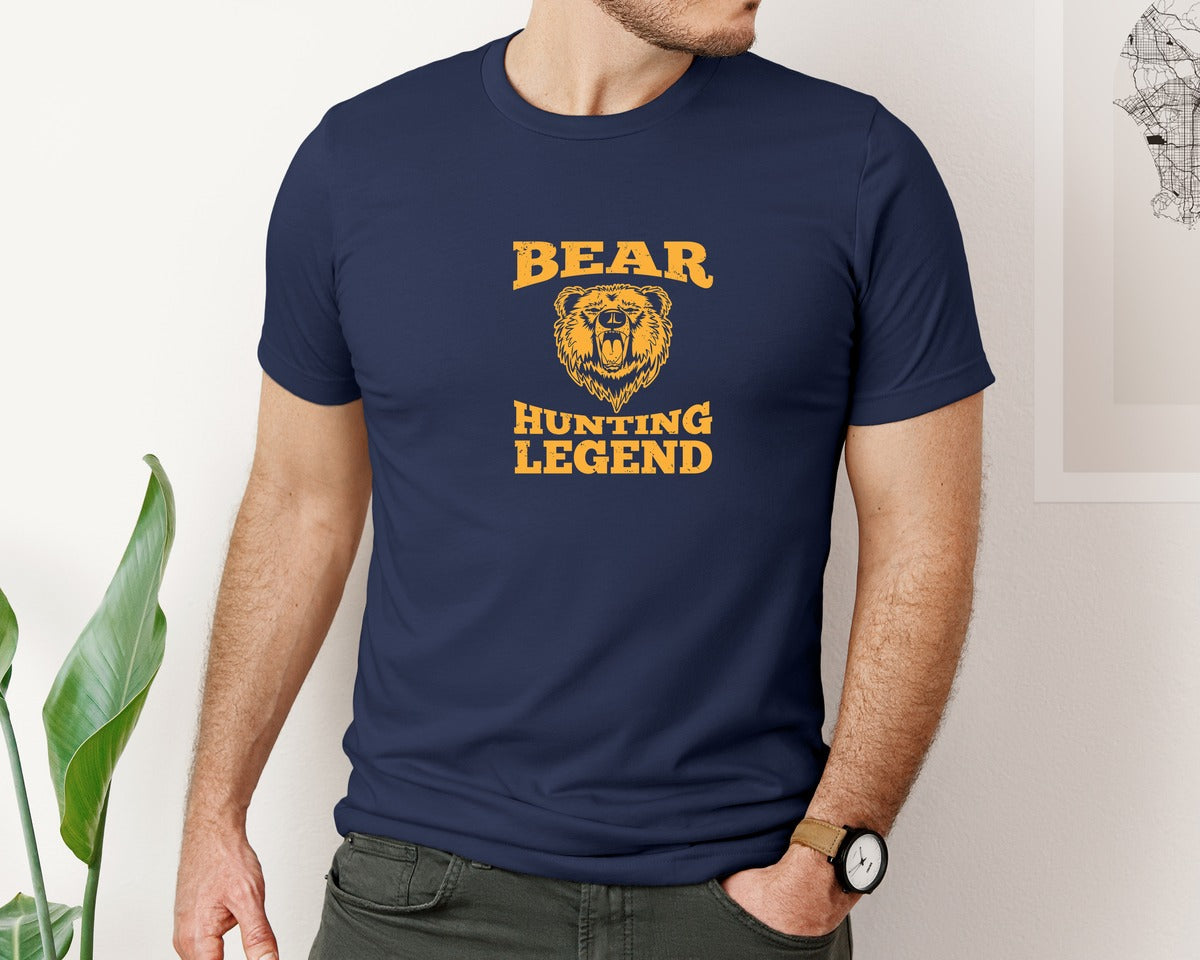 brand:Bella Canvas|color:Navy|Bear Hunting Legend Graphic T-Shirt