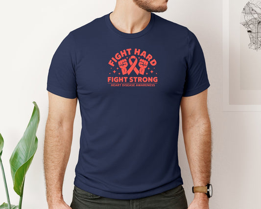 Fight Hard Strong Heart Awareness Graphic T-Shirt