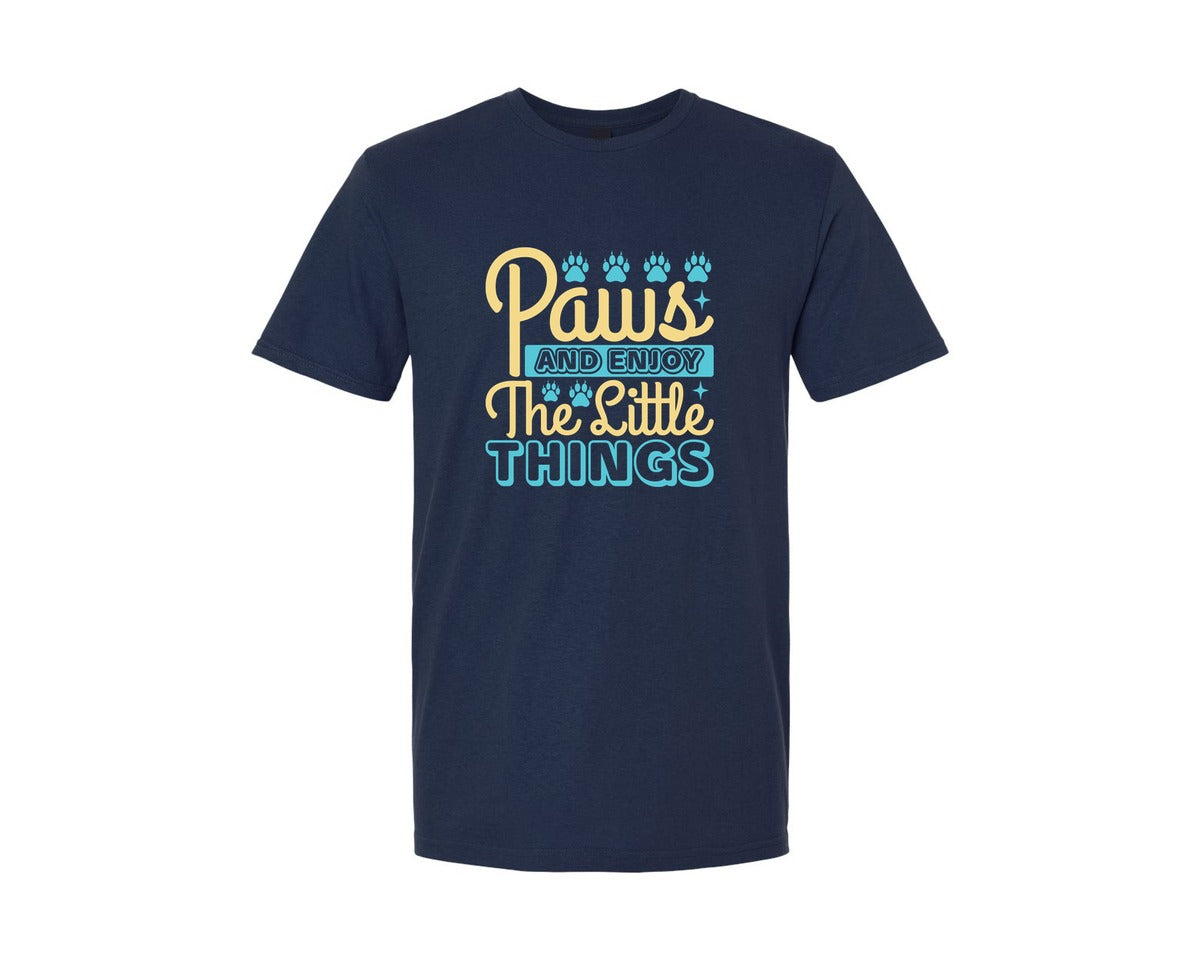 brand:Generic|color:Navy|Paws Enjoy The Little Things Design 4 Graphic T-Shirt