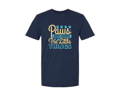 brand:Generic|color:Navy|Paws Enjoy The Little Things Design 4 Graphic T-Shirt