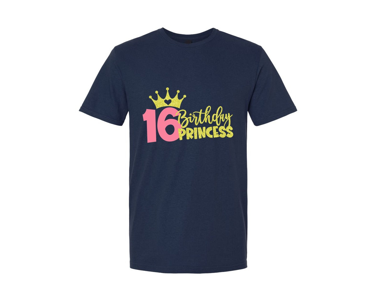 brand:Generic|color:Navy|Sixteenth Birthday Princess Graphic T-Shirt