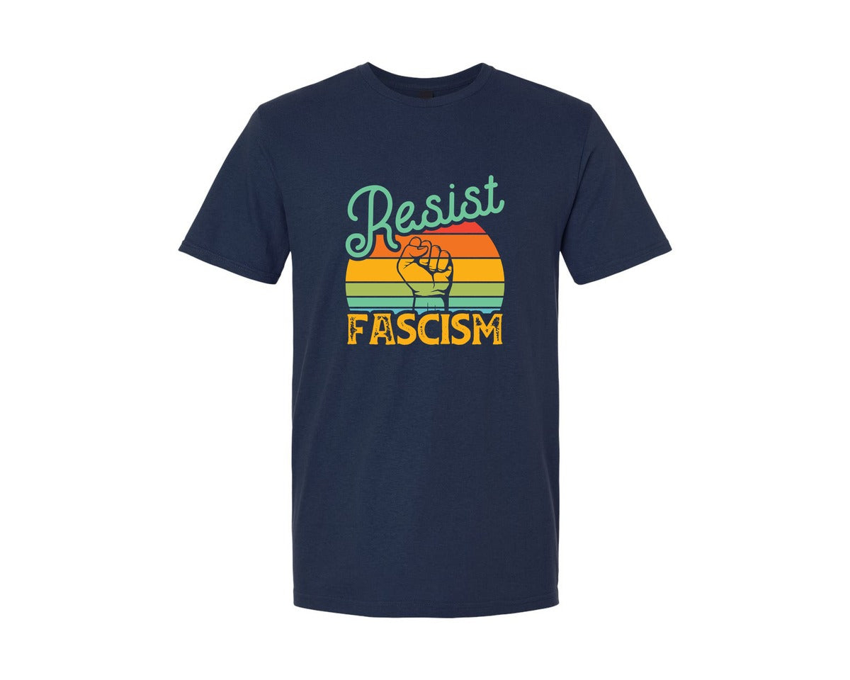 brand:Generic|color:Navy|Resist Fascism Graphic T-Shirt