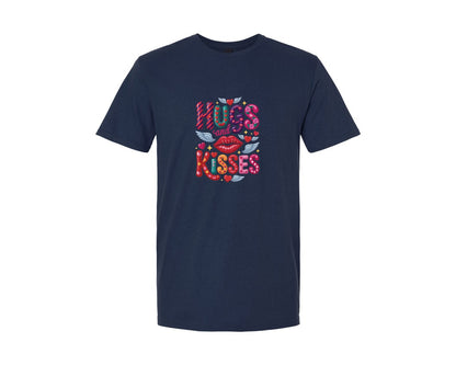 brand:Generic|color:Navy|Hugs And Kisses Valentine Graphic T-Shirt