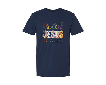 brand:Generic|color:Navy|Love Like Jesus Rainbow Yarn Valentine Tshirt 2 Graphic T-Shirt